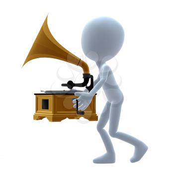 Royalty Free Clipart Image of a Man With a Gramophone