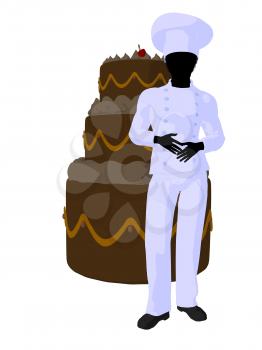 Royalty Free Clipart Image of a Chef With a Cake