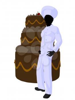 Royalty Free Clipart Image of a Chef With a Cake