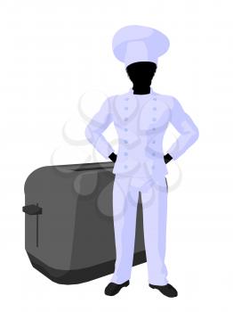 Royalty Free Clipart Image of a Chef Beside a Toaster