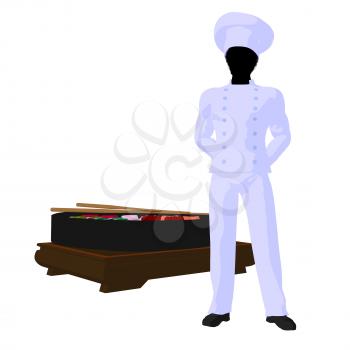 Royalty Free Clipart Image of a Sushi Chef