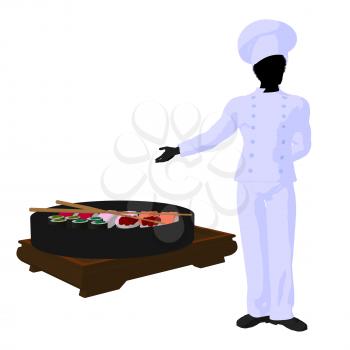 Royalty Free Clipart Image of a Sushi Chef