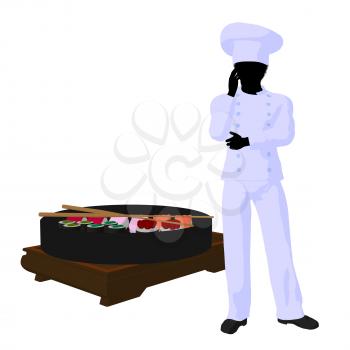 Royalty Free Clipart Image of a Sushi Chef