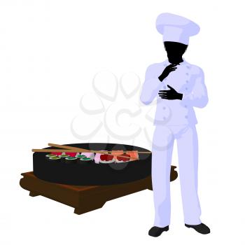 Royalty Free Clipart Image of a Sushi Chef