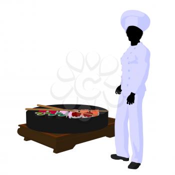 Royalty Free Clipart Image of a Sushi Chef