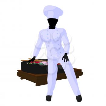 Royalty Free Clipart Image of a Sushi Chef