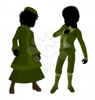 Royalty Free Clipart Image of Two Victorian Children