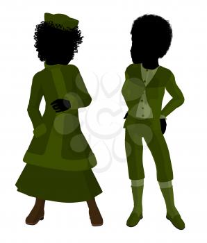 Royalty Free Clipart Image of Two Victorian Children