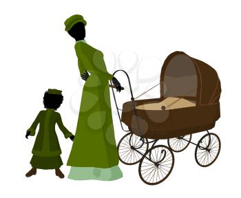 Royalty Free Clipart Image of a Victorian Mother With Her Children