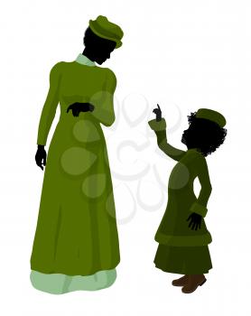 Royalty Free Clipart Image of a Victorian Mother and Child