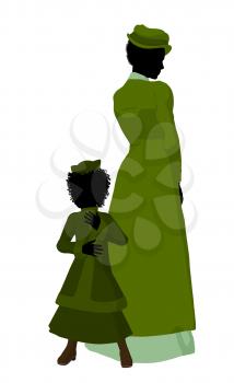 Royalty Free Clipart Image of a Victorian Mother and Child