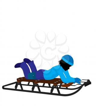 Royalty Free Clipart Image of a Boy With a Sled