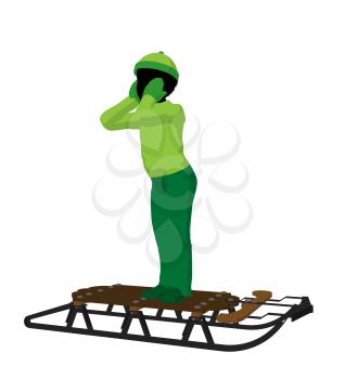 Royalty Free Clipart Image of a Boy on a Sled