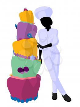 Royalty Free Clipart Image of a Chef With a Cake