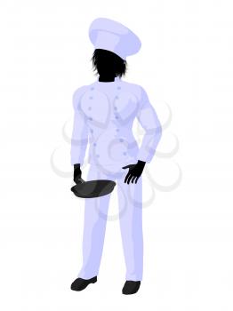 Royalty Free Clipart Image of a Chef With a Skillet