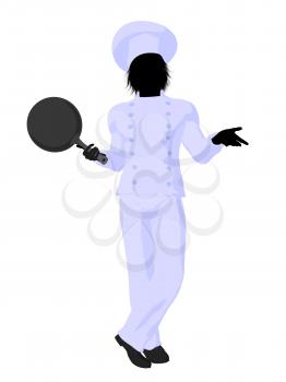 Royalty Free Clipart Image of a Chef With a Skillet