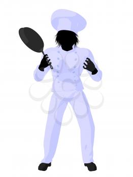 Royalty Free Clipart Image of a Chef With a Skillet