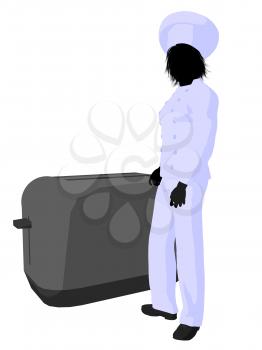 Royalty Free Clipart Image of a Chef With a Toaster