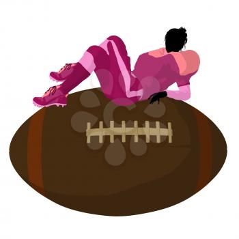 Royalty Free Clipart Image of a Female Football Player on a Ball