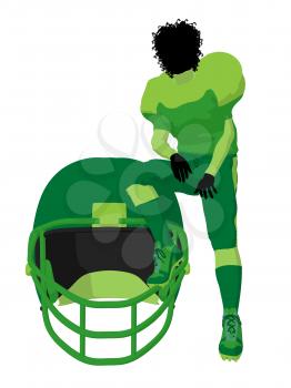 Royalty Free Clipart Image of a Female Football Player With a Helmet