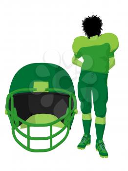 Royalty Free Clipart Image of a Female Football Player With a Helmet