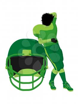 Royalty Free Clipart Image of a Female Football Player With a Helmet