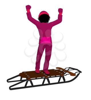 Royalty Free Clipart Image of a Girl With a Sled