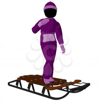 Royalty Free Clipart Image of a Girl and a Sled