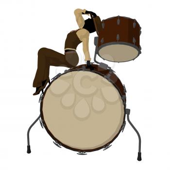 Royalty Free Clipart Image of a Woman With a Big Drum