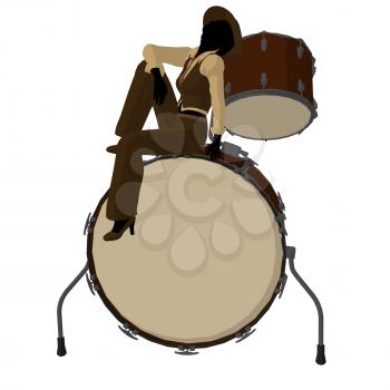 Royalty Free Clipart Image of a Woman With a Big Drum