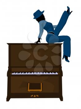 Royalty Free Clipart Image of a Woman With a Piano