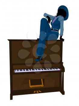 Royalty Free Clipart Image of a Woman With a Piano