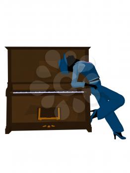 Royalty Free Clipart Image of a Woman With a Piano