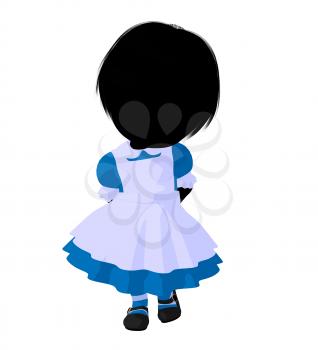 Royalty Free Clipart Image of a Little Girl in a Pinafore