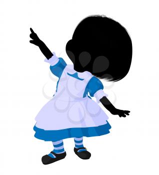 Royalty Free Clipart Image of a Little Girl in a Pinafore