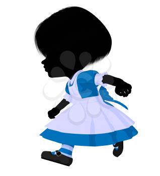 Royalty Free Clipart Image of a Little Girl in a Pinafore