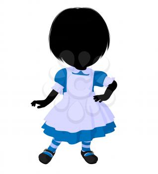 Royalty Free Clipart Image of a Little Girl in a Pinafore