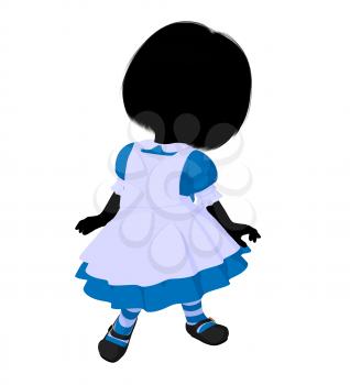 Royalty Free Clipart Image of a Little Girl in a Pinafore