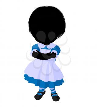 Royalty Free Clipart Image of a Little Girl in a Pinafore