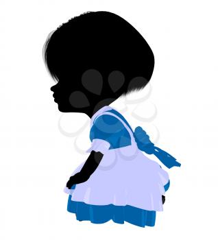 Royalty Free Clipart Image of a Little Girl in a Pinafore