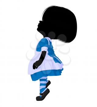 Royalty Free Clipart Image of a Little Girl in a Pinafore