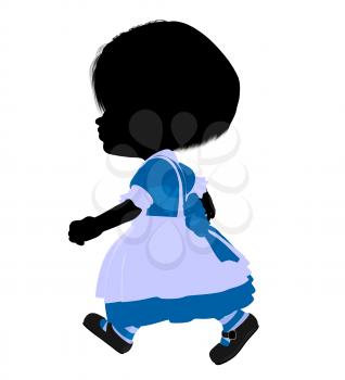 Royalty Free Clipart Image of a Little Girl in a Pinafore