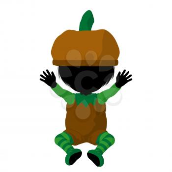 Royalty Free Clipart Image of a Girl in a Pumpkin Costume