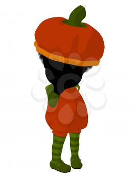 Royalty Free Clipart Image of a Child in a Pumpkin Costume