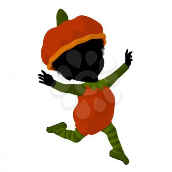 Royalty Free Clipart Image of a Child in a Pumpkin Costume