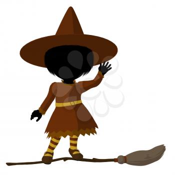 Royalty Free Clipart Image of a Witch on a Broom