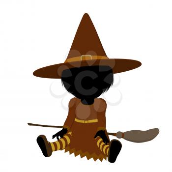 Royalty Free Clipart Image of a Witch on a Broom