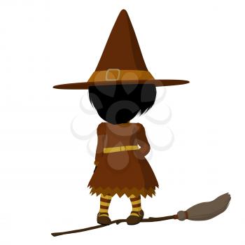 Royalty Free Clipart Image of a Witch on a Broom