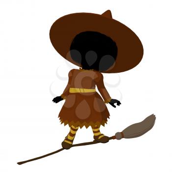 Royalty Free Clipart Image of a Witch on a Broom