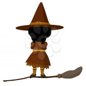 Royalty Free Clipart Image of a Witch on a Broom